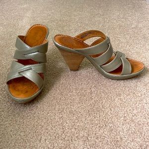 Silver leather heel sandals | Born Brand